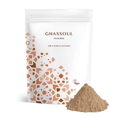 Abbildung von 1 kg Ghassoul/Rhassoule Wascherde Pulver, Lavaerde für Haar &amp; Körperpflege, Marokkanische Premium Tonerde, Natürlich Vegan, Bio vegane Peeling, Heilerde, Sauna
