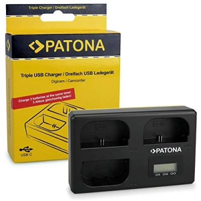 Abbildung von PATONA Triple Ladegerät für LP E6NH E6N E6 Akkus Kompatibel mit Canon XC10 XC15 EOS R7 R6 R5 5D Mark II III 60D 70D 80D 90D