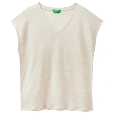 Abbildung von United Colors of Benetton Vneck PURE Tshirt basic, Damen, Größe: XXS, Beige