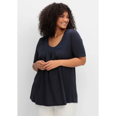 Abbildung von Sheego Shirt IN Alinie Tshirt basic, Damen, Größe: 52/54, Tiefblau