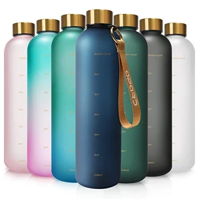 Abbildung von Opard Trinkflasche, 1L/800ml Wasserflasche, Auslaufsichere Water Bottle, BPA Frei Sportflasche Zeitmarkierung Wasser Flasche (1000ml Blau, 1000ml)