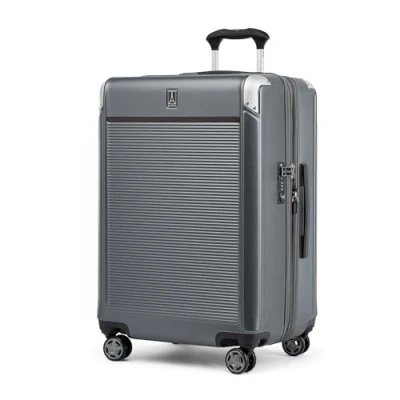 Abbildung von Travelpro Platinum Elite Hardside erweiterbares aufgegebenes Gepäck, Spinner mit 8 Rädern, TSA Schloss, Hartschalen Koffer aus Polycarbonat, Vintage Grau, kariert, mittelgroß, 70x46x34 cm