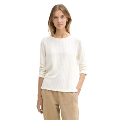Abbildung von TOM Tailor Denim 3/4 ARM MIT Struktur Sweatshirt, Damen, Größe: Small, Off white