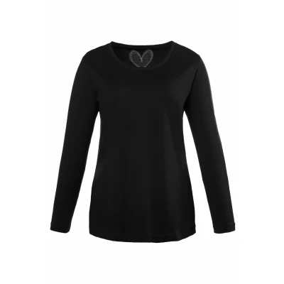 Abbildung von Ulla Popken COL ROND Langarmshirt, Damen, Größe: 46/48, Schwarz
