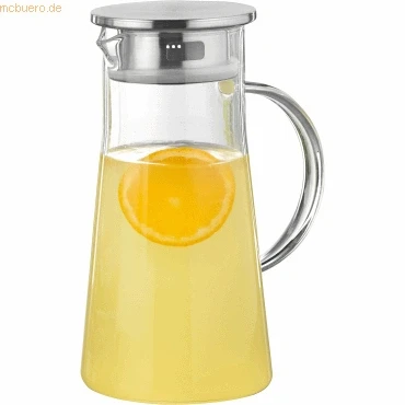 Abbildung von Glaskaraffe &quot;PORTO&quot; mit Griff, Inhalt 1 Liter, Höhe 22,6 cm, Breite 10,8 hergestellt aus Borosilikatglas,