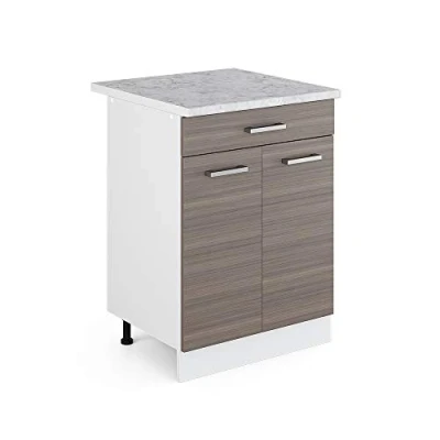 Abbildung von Vicco Unterschrank R Line, Grau/Weiß, 60 cm mit Schublade, AP Marmor