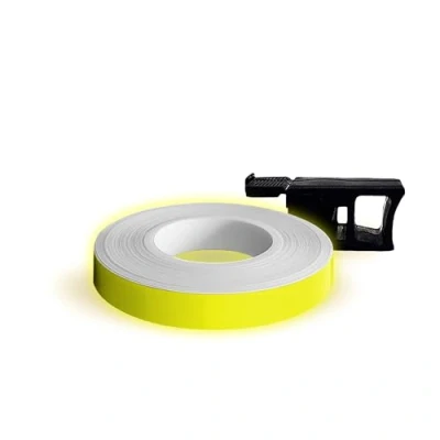 Abbildung von 4R Quattroerre.it 10293 Fluoreszierende Dekorstreifen Wheel Stripes für Motorradfelgen mit Applikator, Fluogelb, 7 mm x 6 m