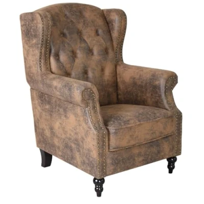 Abbildung von unbekannt Retro Sessel Ohrenbackensessel Chesterfield Armlehnstuhl Ohrensessel Sherlock fha024 Palazzo Exklusiv
