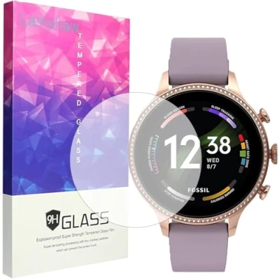 Abbildung von Giaogor Displayschutzfolie Kompatibel für Fossil Gen 6 Smartwatch, 9H Härte Panzerglas Schutzfolie 42mm Damen Smartwatch (3 pack)