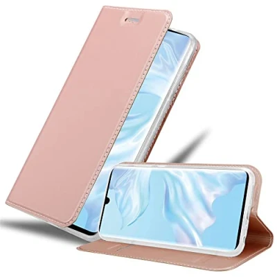 Abbildung von Cadorabo Hülle kompatibel mit Huawei P30 PRO aus Premium Kunst Leder Flip Klappbare Stoßfeste Magnetische [Standfunktion] [Kartenfächern] Cover für Tasche in Rosa