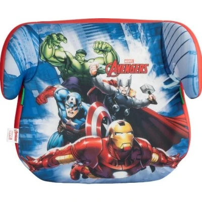 Abbildung von Marvel Avengers Kinder Sitzerhöhung i Size ECE R129. Autokindersitzerhoehung für die Sicherheit von Kindern mit Körpergröße 125 150 cm. Grafiken Rächer