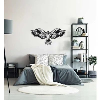 Abbildung von MyMaxxi Wand Deko Adler schwarz 110x55 cm geometrische Wanddekoration für Wohnzimmer und Schlafzimmer Polygon Wall Art hängend Aesthetic Decoration Wandbild Animal Tier