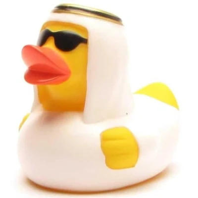 Abbildung von Duckshop I Scheich Badeente Quietscheente L: 8 cm inkl. Badeenten Schlüsselanhänger im Set