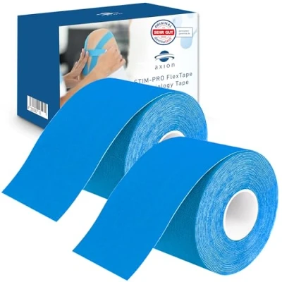 Abbildung von Axion Kinesiologie Tape Kinesio Wasserfestes in blau je 500 x 5 cm, Physiotape (Set, 2 St) Sporttape Bandage
