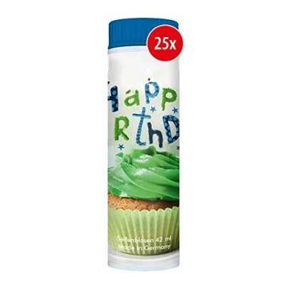 Abbildung von PUSTEFIX Seifenblasen Set I 25 x Klassik 42ml Cupcake Bunte Geburtstags Bubbles Made in Germany für Hochzeit, Kindergeburtstag, Standesamt, Polterabend 42 ml Vorteilspack
