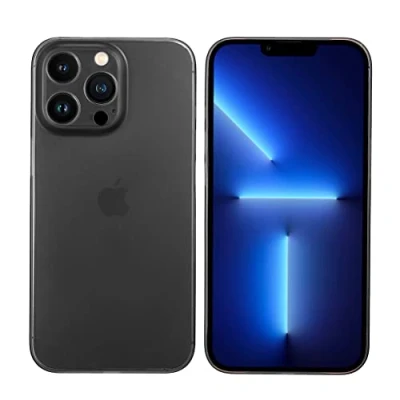 Abbildung von doupi UltraSlim Hülle kompatibel für iPhone 13 Pro (6,1 Zoll), Ultra Dünn Fein Matt Handyhülle Cover Bumper Schutz Schale Hard Case Taschenschutz Design Schutzhülle, schwarz