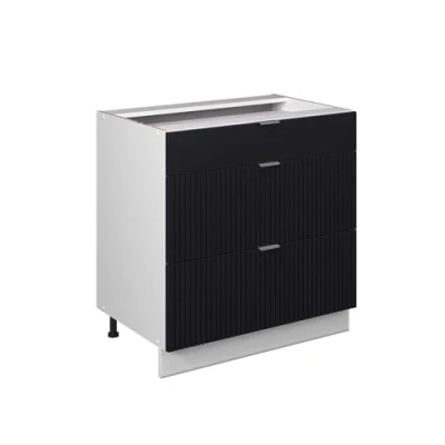 Abbildung von Vicco Schubladenunterschrank Fame Line, Schwarz gestreift, 80 cm mit 3 Schubladen, ohne Arbeitsplatte