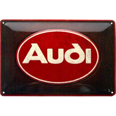 Abbildung von Nostalgic Art Retro Blechschild, 20 x 30 cm, Audi Logo Red Shine Geschenk Idee für Zubehör Fans, aus Metall, Vintage Design
