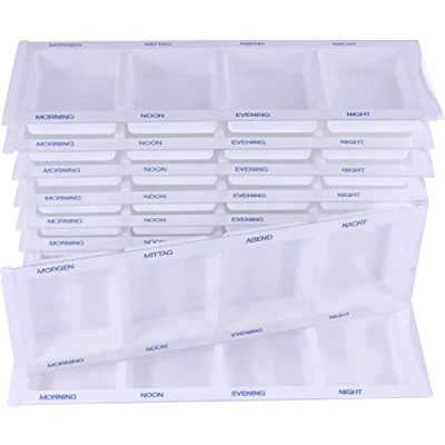 Abbildung von Medikamentendispenser Medi Inn Tablettenbox Pillenbox Tages Dispenser mit 4 Fächer Farbe weiß Größe XL Spezial,100 Stück