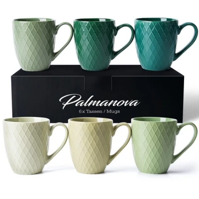 Abbildung von MiaMio Tasse 6 x 400 ml Kaffeetassen Set Kaffeebecher aus Keramik Modern (Jungle),