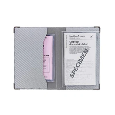 Abbildung von sans Color Pop Papierhalter für Fahrzeug, Carbon Oberfläche, Farbe: Grau/Silberfarben, inkl. transparenter Etui graue Karte