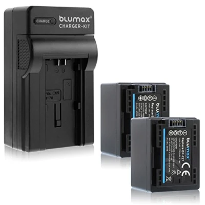 Abbildung von Blumax 2X BP 727 2700mAh + Ladegerät passend zu diversen Canon Kameramodellen