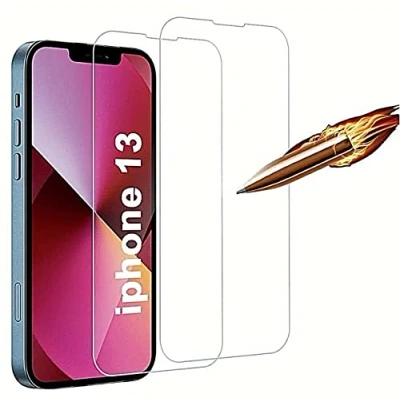 Abbildung von Cracksin Panzerfolie kompatibel mit iPhone 13 [2 Stück] Displayschutzfolie,Schutzfolie [kein Glas] 100% Fingerabdrucksensor Nano Glas 9H
