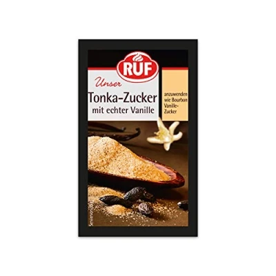 Abbildung von RUF Tonka Zucker mit echter Bourbon Vanille, aromatisierter gemahlener Tonkabohne &amp; Vanilleextrakt, glutenfrei, vegan, 3 x 8g
