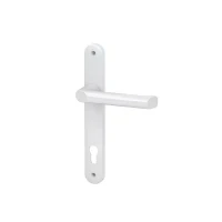 Abbildung von 1/2 Schmalrahmen Drücker Garnitur (innen) rund Alu Weiß Lochung: PZ 92/8 mm