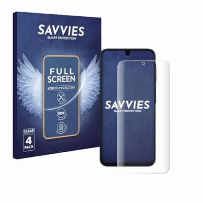 Abbildung von Savvies 4 Stück Full Screen Schutzfolie für Samsung Galaxy A16 4G Cover Displayschutz Folie [3D Curved, Transparent, Anti Fingerabdruck]