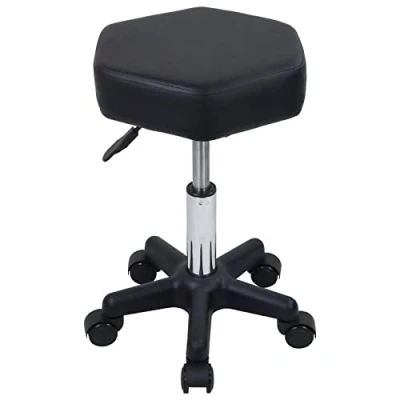 Abbildung von FURWOO Hexagon Rollhocker Höhenverstellbarer Hocker mit Rädern für Spa Salon Massage Schwarz