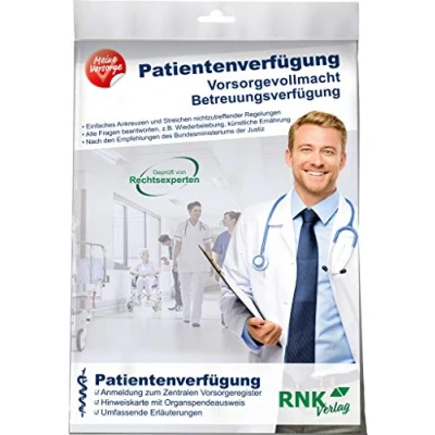 Abbildung von RNKVERLAG 28952 Patientenverfügung mit Betreuungsverfügung Vorsorgevollmacht, Vorsorgeregisteranmeldung, Ratgebern, DIN A4, Eurolochung, 1 Stück