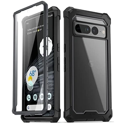 Abbildung von Poetic Guardian Series Hülle Kompatibel mit Pixel 7 Pro 5G, Integrierter Displayschutz für Arbeit Fingerabdruck ID, Ganzkörper Hybrid Stoßfeste Schutzhülle Robuste Clear Cover Hülle, Schwarz/Klar
