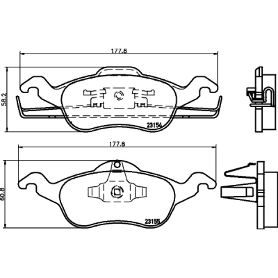 Abbildung von HELLA 8DB 355 008 621 Bremsbelagsatz nicht für Verschleißwarnanzeiger vorbereitet FORD: Focus Mk1 Schrägheck, Limousine, Kombi