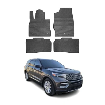 Abbildung von OMAC Gummi Fußmatten kompatibel mit Ford Explorer 2019 2024 Automatten Schwarz 4tlg