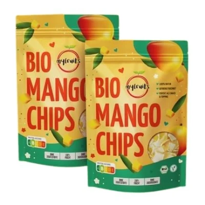 Abbildung von myfruits Bio Mango, gefriergetrocknet, 600g (2x300g), Fruchtchips, ohne Zusätze, 100% Mango,Gefriergetrocknete Früchte für Müsli oder als Snack…