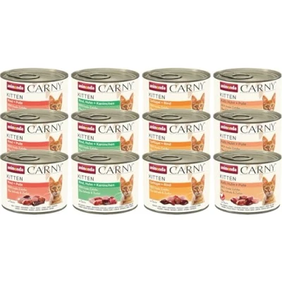 Abbildung von Carny Katzen Nassfutter Kitten Mix Variation (12 x 200g), ohne Getreide und Zucker von animonda für wachsende Kätzchen bis 1 Jahr, mit frischen Zutaten