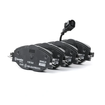 Abbildung von BREMBO P 85 126X Bremsbelagsatz inkl. Verschleißwarnkontakt mit Bremssattelschrauben ohne Zubehör VOLKSWAGEN: Golf 7 Schrägheck, Passat B8 Limousine