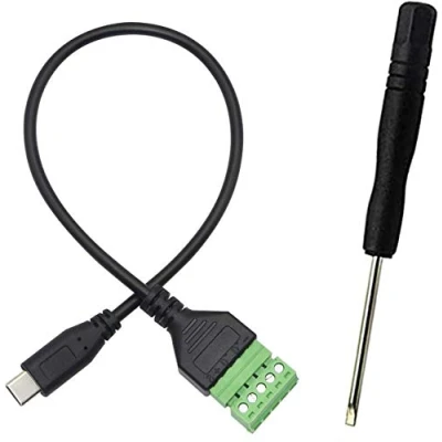Abbildung von XMSJSIY Terminalstecker USB C, Typ C Stecker auf 5 polige Schraubklemme weiblich zum Laden und Übertragen von Daten (USB Stecker)