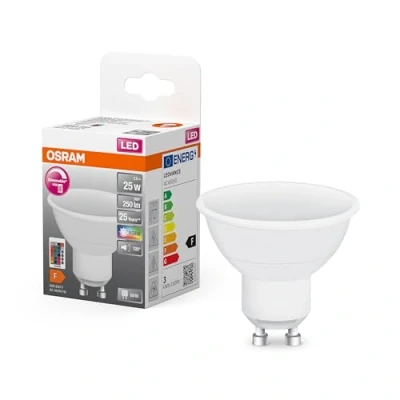 Abbildung von OSRAM STAR+ RGBW PAR16 LED Reflektorlampe mit GU10 Sockel, RGB Farben per Fernbedienung änderbar, 4.5W, Ersatz für 25W Reflektorlampe, matt, Retrofit lamps with remote control