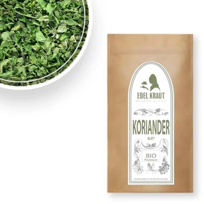 Abbildung von Korianderblätter BIO 500g EDEL KRAUT Premium Koriander Blätter getrocknet 100% naturrein aus kontrolliert biologischem Anbau