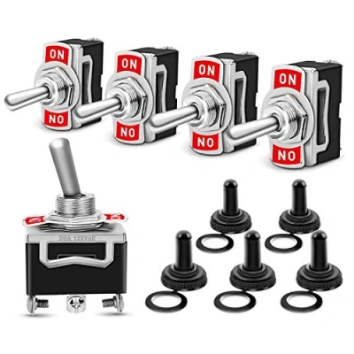 Abbildung von Gebildet 5STÜCKE Rocker Kippschalter 12mm,15A 250VAC/20A 125VAC,3Pin SPDT EIN/AUS/EIN Schalter + wasserdichte Abdeckung,verwendet für Auto LKW Boot