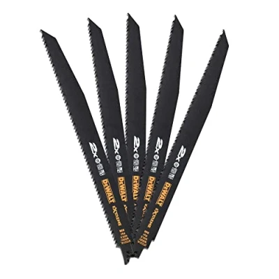 Abbildung von Dewalt EXTREME Bi Metall Säbelsägeblätter DT2314L (305 mm Gesamtlänge, 4,2 Zahnteilung, spezielle Zahngeometrie, für schnelle, grobe Schnitte in Hart &amp; Weichholz mit Nägeln) 5 Stück