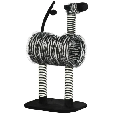 Abbildung von PawHut Kratzbaum im Zebra Design Kletterbaum Katzenmöbel, Schwarz+Weiß, BxTxH: 48.5x35x93 cm