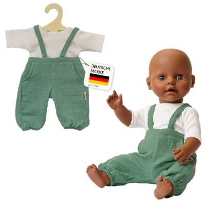 Abbildung von Latzhose &Ouml;ko Set, Puppe, salbei, 35 45 cm