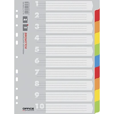 Abbildung von Office Products Trennblätter Karton Register 5 teilig/ + 1 Blatt/Deckblatt mit Zahlenaufdruck/Aus Recycling Karton/für DIN A4/ 11 fach gelocht/für die Ordner Organisation im Büro