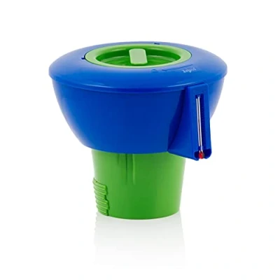 Abbildung von Zelsius Pool Dosierschwimmer mit Thermometer Chlorspender für Ø 9 cm Tabletten Chlordosierer Pool, Chlor Dosierschwimmer, Chlorschwimmer schwimmender