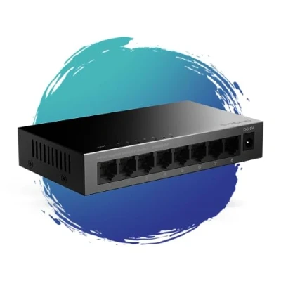 Abbildung von STRONG SW8000M in Metall 8 Port Gigabit Desktop Switch Tisch und Wandmontage Ideal für schnelle LAN Verbindungen optimiert Datenverkehr lüfterlos Netzwerkerweiterung schwarz