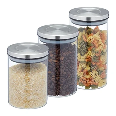 Abbildung von relaxdays Vorratsglas 3er Set Vorratsgläser mit Deckel, Glas