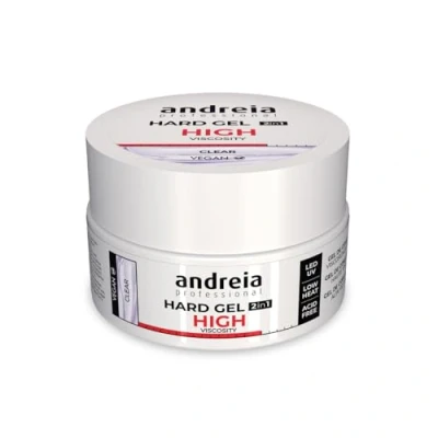 Abbildung von Andreia Professional Hartes Nagelgel Zweiphasig 2 in 1 LED und UV Gelaufbau Gel mit hoher Viskosität für harte, starke Nägel, Spitzen Verlängerungen Aufbaugel Nägel Farbe Klar 22g